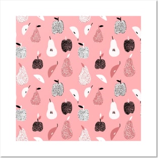 Dotted Apples and Pears (pink) Posters and Art